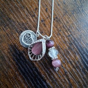 Silver & Purple Moonstone Teardrop Pendant and Bead Charm